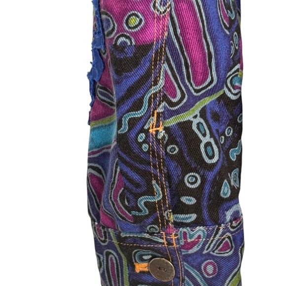 Vintage Ruby Rd. Hearts of Palm Blue Purple Denim Jean Jacket Embroidered L - Picture 8 of 9